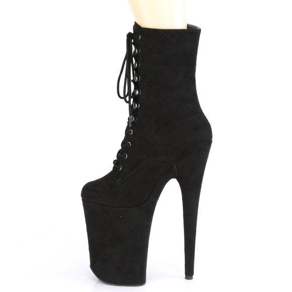Suede Platform Lace Up High Heel Ankle Boots